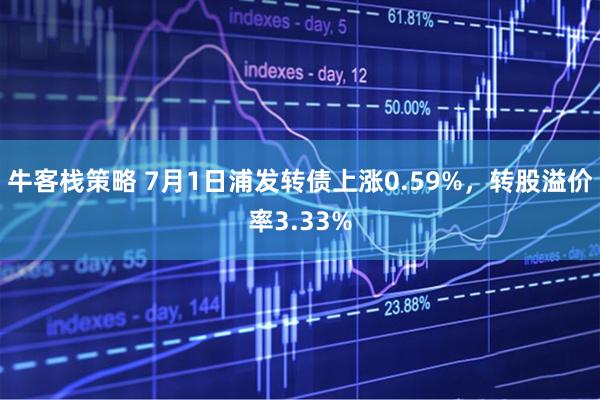 牛客栈策略 7月1日浦发转债上涨0.59%，转股溢价率3.33%